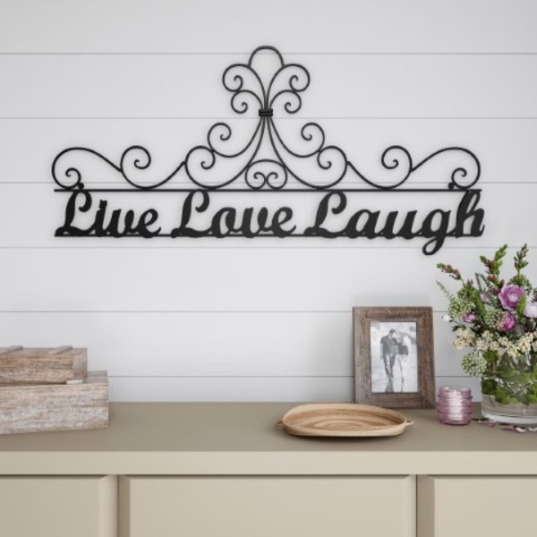 Hastings Home Metal Cutout, Live Laugh Love Decorative Wall Sign 3D Word Art Décor, Modern Rustic Farmhouse 727672ROB